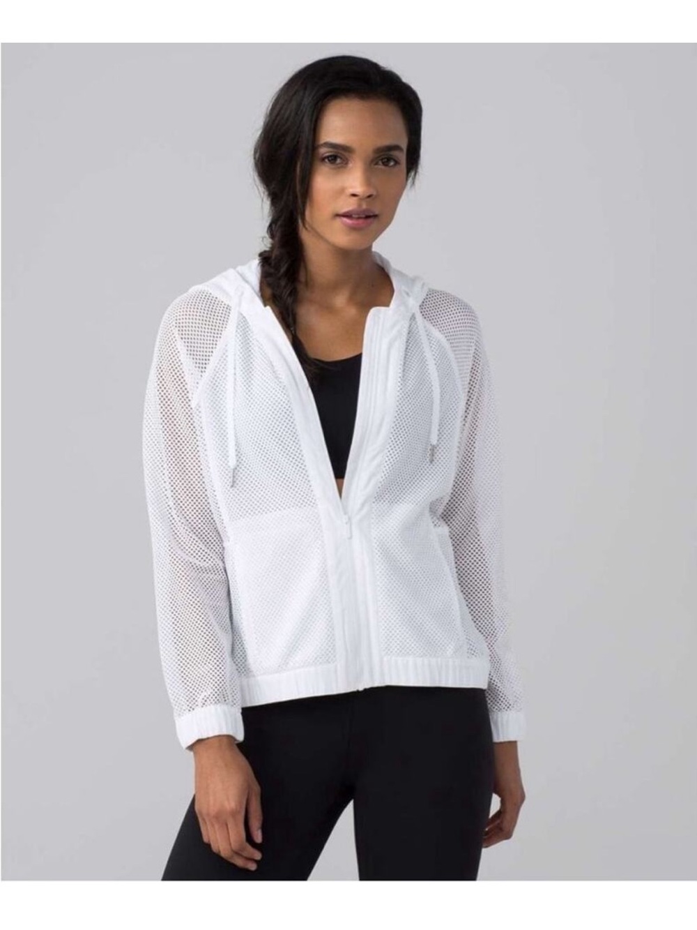 lululemon athletica White Mesh Zip Hoodie
